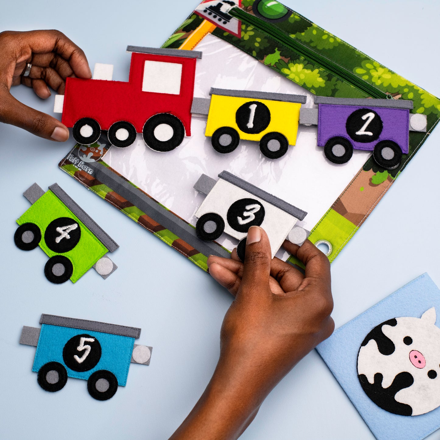 Transport Quiet Book Page - Wheel Counting and Train Compartments