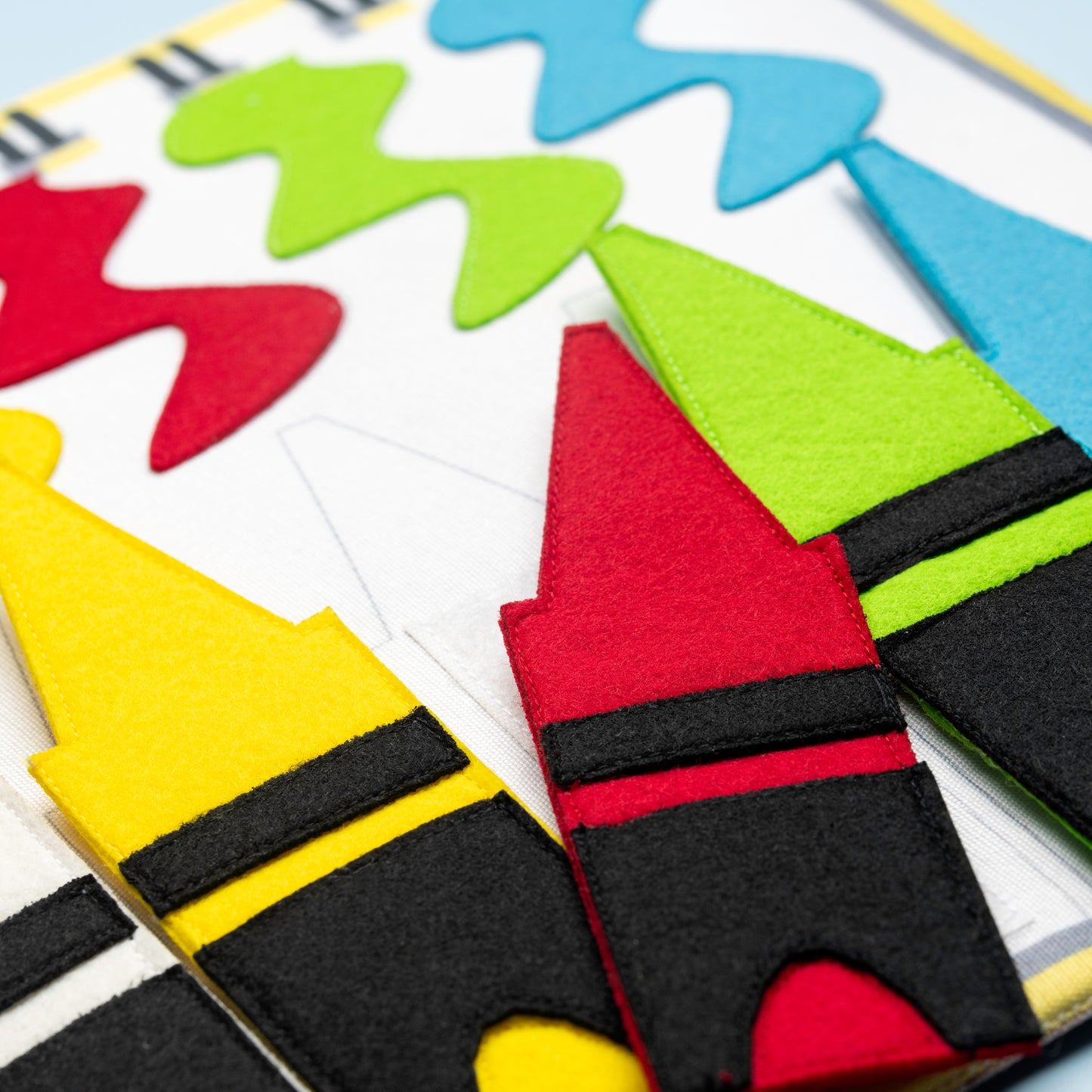 School Quiet Book Page - Crayons and Flower Petals