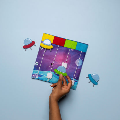 Space Quiet Book Page - Match the UFOs & Sort the Stars