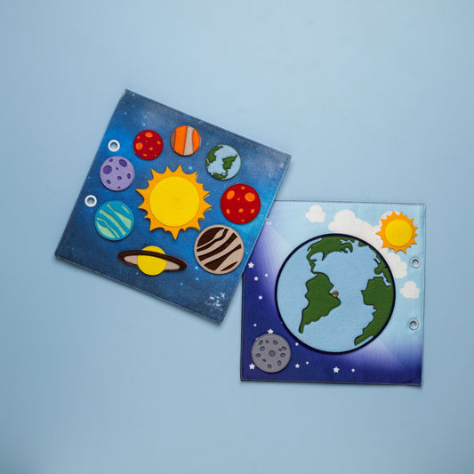 Space Quiet Book Page - Solar System & What time is it there?
