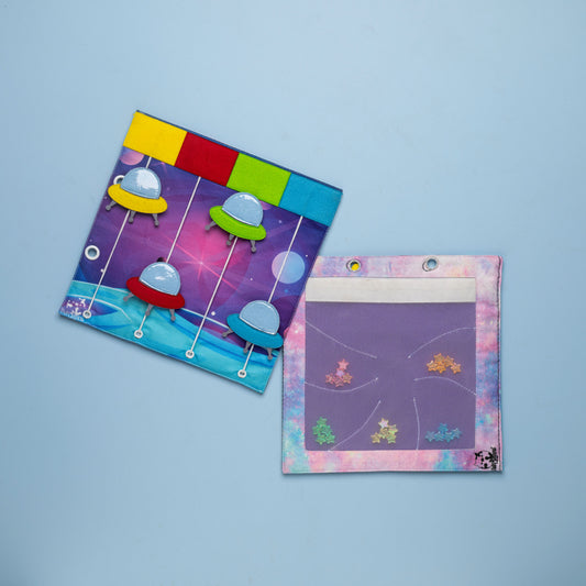 Space Quiet Book Page - Match the UFOs & Sort the Stars